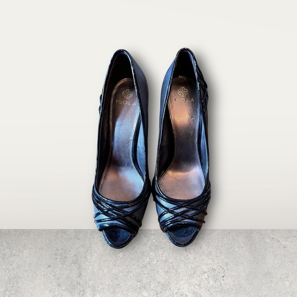 Isola Resia Smog Chocolate Open Toe Pump size 9 - Picture 3 of 14